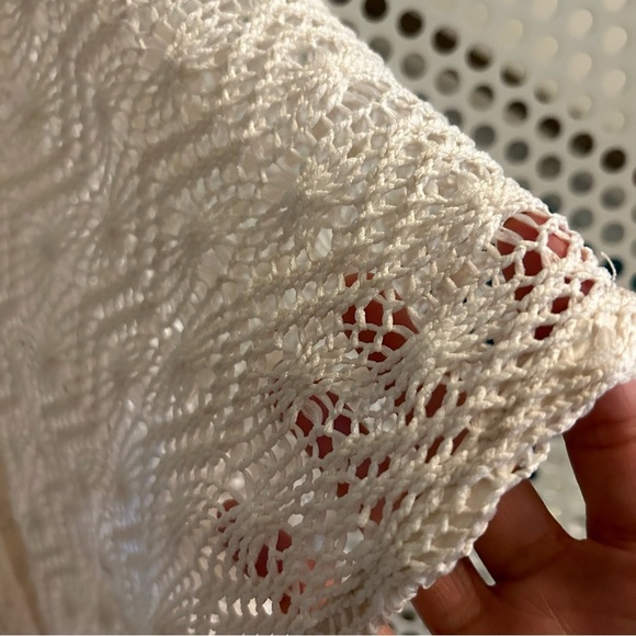Crochet Sweater Open Front One Size in Off-White GUC - Picture 5 of 6
